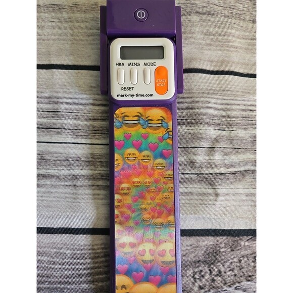 Mark.My.Time LED Booklight & Digital Reading Timer Bookmark Purple W Emojis Pat - Picture 5 of 9